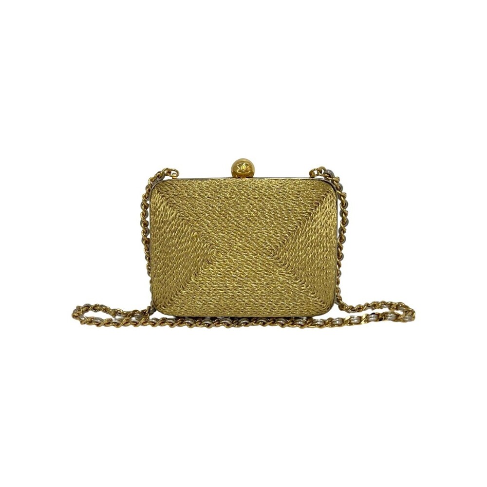 CHANEL Vintage Coco Glitter Canvas Clasp Chain Shoulder Bag 26253